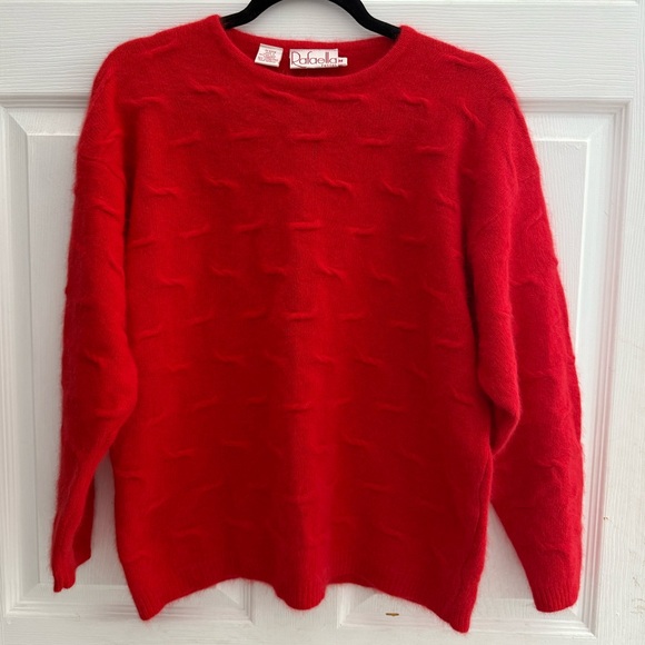 Vintage Rafaella Red scoop neck long sleeve Angora Sweater Size M - Picture 2 of 6